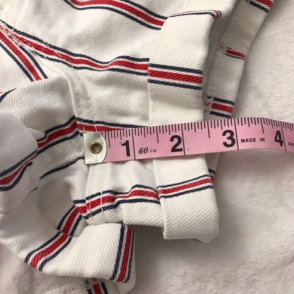 PacSun Women's 26 Pinstripe Mom Shorts White Denim Nautical Preppy Fisherman - Picture 9 of 9